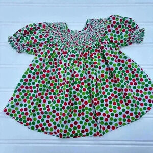 Mom & Me Girls Polka Dot Top Red & Green Cotton Blend size 6 Christmas Holiday